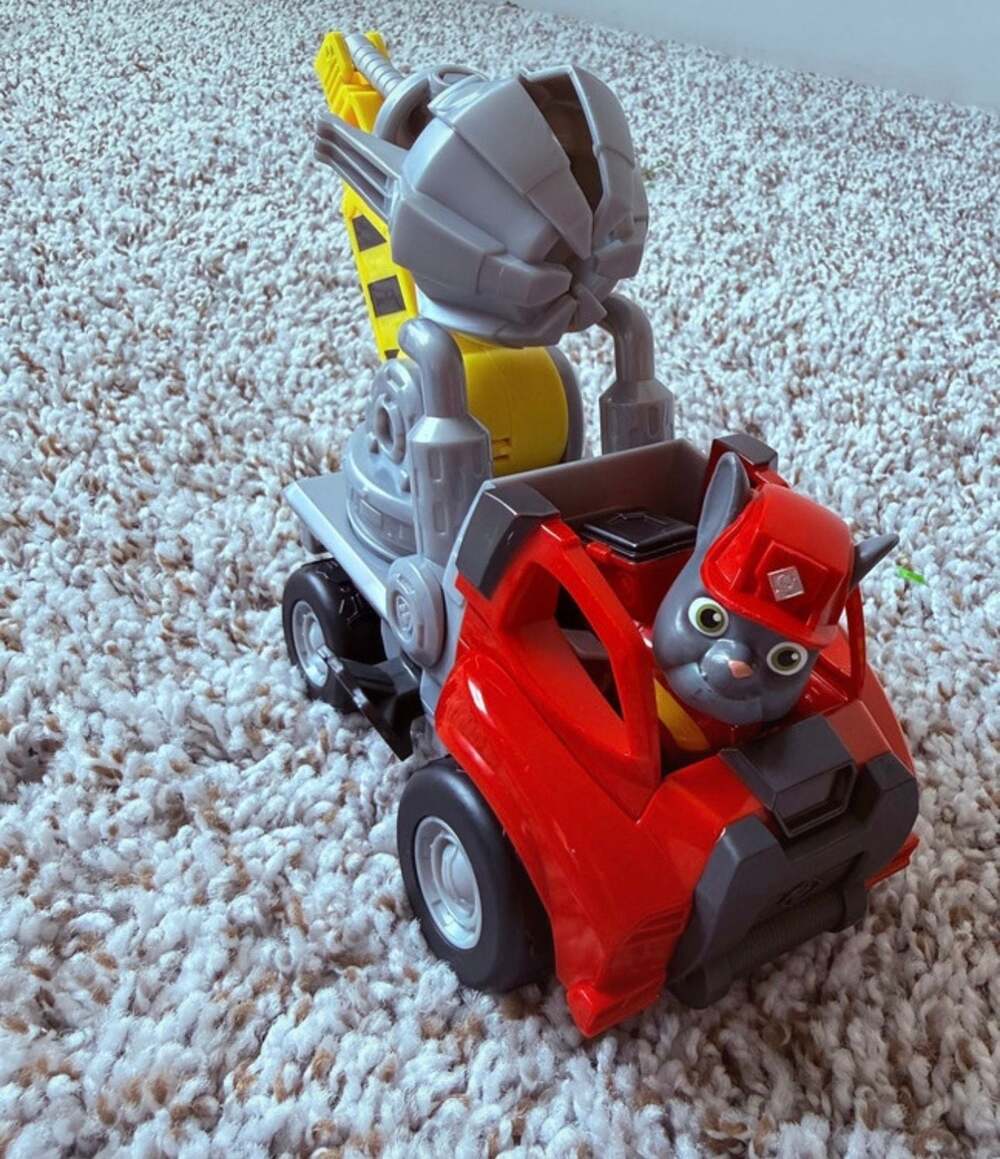 Paw Patrol Rubble & Crew Charger's Crane Grabber Toy Vehicle with Action Figure